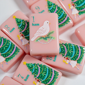 Mahjong Navideño Rosa de Cuento de Hadas, Fichas de Mahjong Americanas de Acrílico, Juego de Mesa Casual de Alta Gama para 4 Jugadores - Product Image 5
