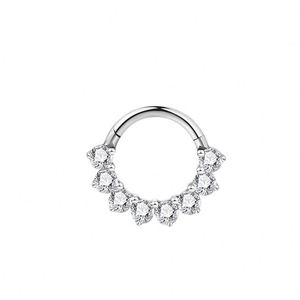 Bijoux de piercing corporel pour femmes, vente en gros, mode, ASTM F136 G23, anneau de nez clicker, pavé de CZ blanc, pour cartilage d'oreille, tragus, hélix, lobe - Product Image 6