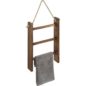 Porte-serviettes en bois à 2 barres et 3 niveaux, multifonctionnel, pour rangement de salle de bain ou de bureau - Product Image 5