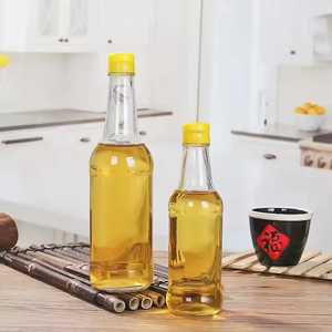250ml 350ml 420ml 470ml 500ml 12oz 16 Contenedor de salsa de soja de vinagre clásico Botella de vidrio de aceite redonda vacía con tapa de plástico - Product Image 5