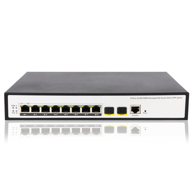 8GE 2SFP 1 Gigabit L2 Managed PoE OEM Ethernet Switch QOS STP RSTP MSTP IGMP DHCP SNMP WEB VLAN PoE Switch