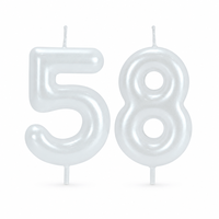 Bougie chiffre blanche nacrée pour décoration de gâteau, fourniture de fête d'anniversaire, prix de gros, directement du fabricant