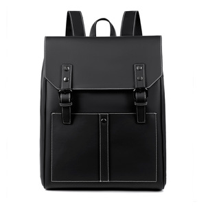 European American Retro Style PU Soft <b>Leather</b> <b>Backpack</b> <b>Large</b> Capacity Zipper Casual Fashion Computer Pack Geometric Waterproof - Product Image 1