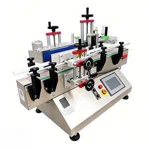 Glass <b>Plastic</b> Jar Cans <b>Bench</b> Top Desktop Table Top Automatic Round Wine Bottle Label Sticker Labeling Machine - Product Image 4
