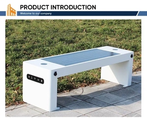 Banc solaire extérieur moderne en acier inoxydable avec recharge sans fil pour patio et parc - Product Image 2