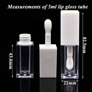 Tube carré transparent en PETG pour brillant à lèvres, 5 ml, vide, avec bouchon applicateur, pour rouge à lèvres liquide et blush - Product Image 2