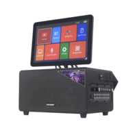 Máquina de Karaoke con Pantalla LCD de 14 Pulgadas, Doble Amplificador de 30W y 2 Micrófonos Inalámbricos para Cine en Casa, Fiestas al Aire Libre y Altavoz