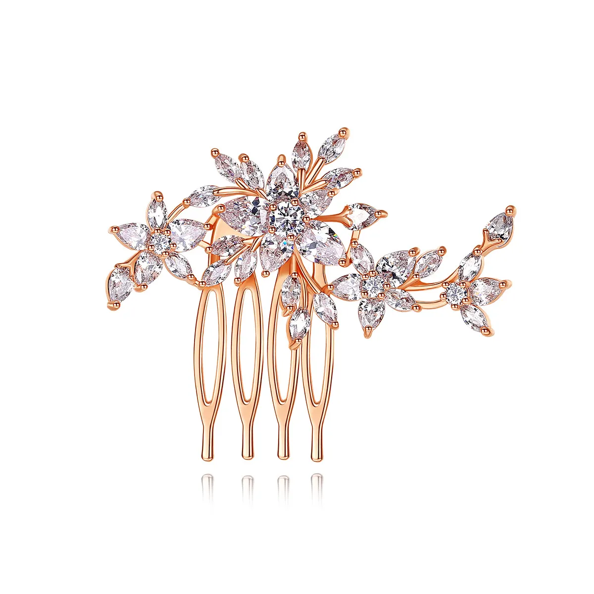 Classic Style Wedding Hair Comb Zircon Bride Hair Accessories Flower Hair Clips for Bride Bridesmaid