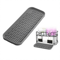 Tapis de drainage rectangulaire multifonction en gel de silicone, porte-savon de salle de bain, tapis d'évier, dessous de verre résistant à la chaleur, plateau anti-goutte