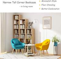 Bibliothèque d'angle moderne en bois avec 5 étagères réglables, écologique, durable, design gain de place pour la maison, le bureau, le salon, l'école