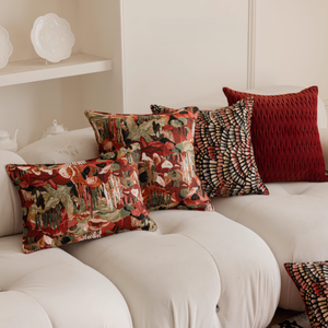 Nouvel arrivage de taie d'oreiller Jacquard haut de gamme <span class=keywords><strong>bordeaux</strong></span> motif abstrait <span class=keywords><strong>coussin</strong></span> de Style européen chinois pour la décoration intérieure - Product Image 5