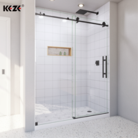 Porte de douche sans cadre, design coulissant carré pour hôtel, appartement, salle de bain, certifiée CE, moderne, avec fermeture douce