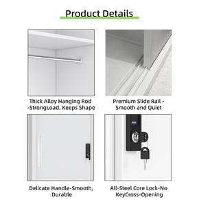 Armario <span class=keywords><strong>de</strong></span> Almacenamiento <span class=keywords><strong>de</strong></span> Acero Resistente con Espejo, Armario Metálico con Diseño para Organización <span class=keywords><strong>de</strong></span> Dormitorio - Product Image 3