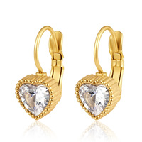 Anting-anting kait baja tahan karat berlapis emas anti air, perhiasan modis, dan anting-anting liontin zircon berbentuk bunga, pita, dan hati untuk wanita