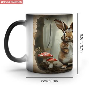 Taza Mágica de Cerámica Negra Esmerilada de 11oz que Cambia de Color con el Calor, para Bebidas de Entrenamiento Matutino - Product Image 1