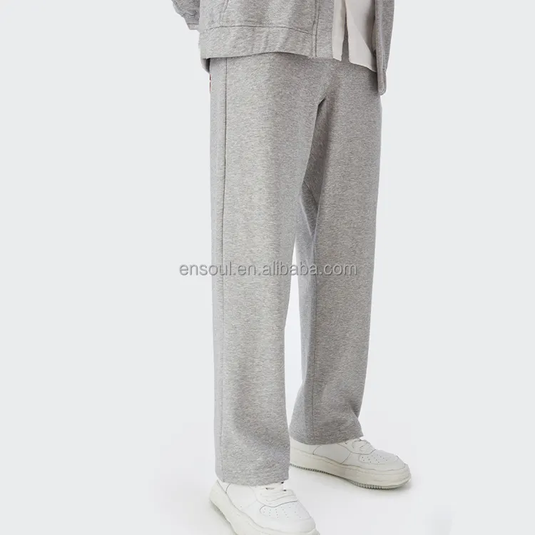 कस्टम लोगो आकस्मिक Mens पतलून लोचदार कमर आकस्मिक पसीना Sweatpants ढीला फिट सीधे पैर सादे घुड़दौड़ पैंट