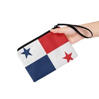 Dompet Koin Mini Berbahan Kanvas Poliester dengan Cetakan Bendera Nasional Panama, Dilengkapi Resleting, untuk Koin dan Barang-Barang Kecil