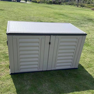 Armoire de rangement extérieure en HDPE, verrouillable, double <span class=keywords><strong>porte</strong></span>, pour jardin, patio, cour, facile à assembler, 120 gallons, organisation des outils et équipements - Product Image 1