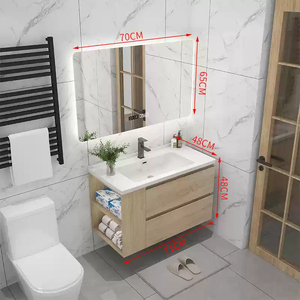 Luxury Wooden Melamine Board Bathroom Vanity Unit <b>Mirror</b> Integrated Ceramic Washbasin Toilet Sink for Hotel Use - Product Image 2