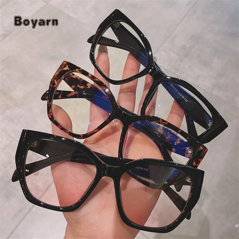Boyarn Irregular Square Anti-Blue Light Glasses Frame For Women Luxury Brand Cat Eye Computer Glasses Frame Female Eyewear