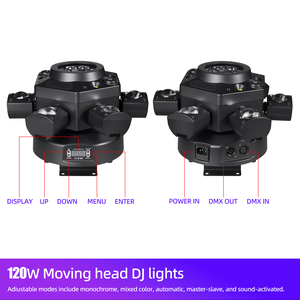 Luces de discoteca LED RGBW de 120W con <span class=keywords><strong>bola</strong></span> mágica de seis brazos, cabezal móvil con haz láser para fiestas, DMX512, iluminación de escenario para DJ - Product Image 3