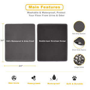 Factory Wholesale Custom Double Layer Litter <b>Mats</b> Water Double Layer Honeycomb Design Washable Eva Premium <b>Cat</b> Litter <b>Mat</b> - Product Image 2