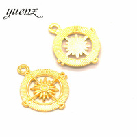YuenZ – pendentifs métalliques en forme de boussole, plaqués argent Antique, pour la fabrication de bijoux, bricolage artisanal, 26x22mm, H10