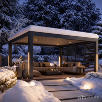 Pergola moderne en aluminium à lames orientables, résistante au vent, pour l'extérieur, série E, motorisée, gazebo de jardin, imperméable, 6063-T6, haute résistance