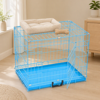 Cage à chien pliable bleue en fil métallique, cages pour animaux de compagnie d'intérieur, cages à chien en métal de grande taille pour l'extérieur