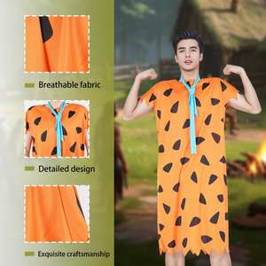 클래식 프레드 플린트스톤 원시인 의상 선사 시대 할로윈 코스프레 파티 재미 카니발 성인 야만인 공연 의상 - Product Image 3