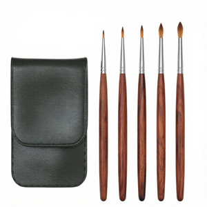 Lot de 5 pinceaux d'artiste pour aquarelle, manche métallique et poils en nylon, pinceaux ronds pour artistes / pour les voyages - Vente chaude - Product Image 1