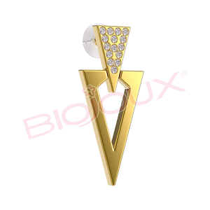 Boucles d'oreilles pendantes Biojoux LIPARI 35 mm GP avec cristaux et strass pour femmes, modèle tendance géométrique en acier inoxydable pour soirée BJT343 - Product Image 1