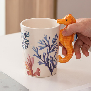 Creative Marine Animal Ceramic Mugs Cute 3D Seahorse Octopus Dolphin Coffee Mug - Product Image 1
