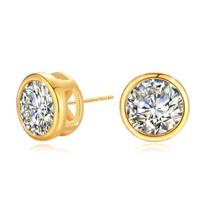 Brincos de prata esterlina 925 personalizados com diamantes, ouro 18K 5D, joia de designer, argola de ouro, joia de luxo para mulheres, brincos de moissanite