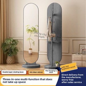 Kính Đầy Đủ Chiều Dài Gương Áo Giá Với Tích Hợp Lưu Trữ Xoay Móc Áo Di Động Và Sàn Đứng Cho Phòng Ngủ Cho Khách Sạn - Product Image 2