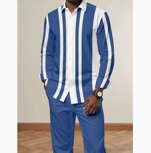 <span class=keywords><strong>Chemise</strong></span> et <span class=keywords><strong>pantalon</strong></span> pour <span class=keywords><strong>homme</strong></span>, décontractés, à manches longues, imprimés numériques 3D, anti-boulochage, en tissu popeline de polyester à pois, col rabattu, 180g - Product Image 3