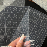 Autocollants pour ongles multi-designs papillon et fleur, transparents, peints par pulvérisation, réutilisables, en PET, pour pochoirs de décalcomanie