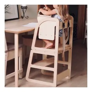 Wooden Learning Tower Foldable Simple Tower Step Stool Kitchen Helper Learning Tower High Chair For Kids