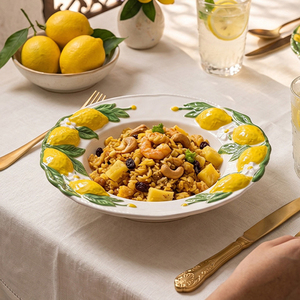 <span class=keywords><strong>Platos</strong></span> de cerámica pintados a mano de 9 pulgadas para servir sopa y pasta, con relieve de limón, diseño vintage en relieve, estilo mediterráneo, <span class=keywords><strong>platos</strong></span> para restaurante - Product Image 5
