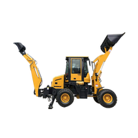 Tracteur avec Chargeur Frontal, Rétrocaveuse et Tarière, Petit Tracteur Chargeur Diesel avec Rétrocaveuse