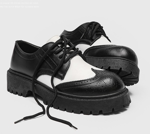 New <strong>Men's</strong> Low <strong>Heel</strong> Thick Sole Black Carved Block Breathable Casual Office Outdoor Wedding Business Trend Oxford <strong>Shoes</strong> - Product Image 3