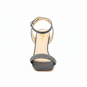 Noir FN5607 fantaisie sandales à talons à bout ouvert chaussures de mariage confortables à la mode avec plate-forme pour la saison extérieure et estivale - Product Image 1