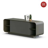 Buffet de bureau exécutif moderne de qualité ENF, gris luxueux, en bois courbé, avec grande capacité de rangement, idéal pour la chambre à coucher