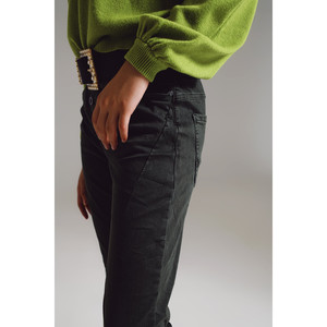 Jeans Skinny con Bottoni Visibili in Verde Militare - Product Image 5