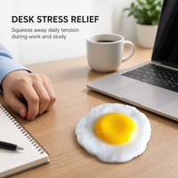 Jouet Squishy Œuf Frit Réaliste en TPR, Balle Anti-Stress à Presser en Forme d'Aliment, Fidget pour Vitrine de Magasin de Cadeaux