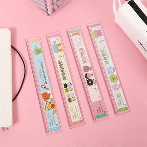 2023 conception unique 12 pouces/30cm multifonctionnel transparent intégré longue <span class=keywords><strong>loupe</strong></span> mince colorée en plastique dur règle - Product Image 3