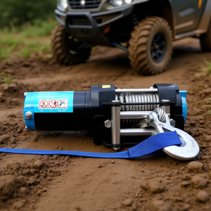 D0100X3CN32 Electric <b>ATV</b> <b>UTV</b> Winch 12V 3500LBS Steel Cable Wireless Remote Blue Roller Fairlead - Product Image 2