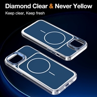 Coque de téléphone magnétique transparente anti-jaunissement avec béquille pour appareil photo, protection intégrale antichoc 360° pour iPhone 14 Plus