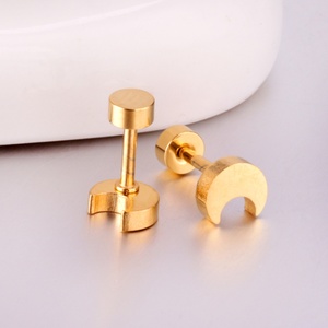 Pendientes de Acero Inoxidable con Diseño de Luna, Estilo Moderno y Lindo, Precio al por Mayor, Pendientes de Rosca para Mujer - Product Image 2