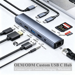 Base de Conexión <span class=keywords><strong>USB</strong></span> <span class=keywords><strong>C</strong></span> 10 en 1 de Aluminio al por Mayor con HDMI 4K, PD de 100W, Ethernet, SD, TF y Adaptador Multipuerto para Trabajo Creativo - Product Image 1